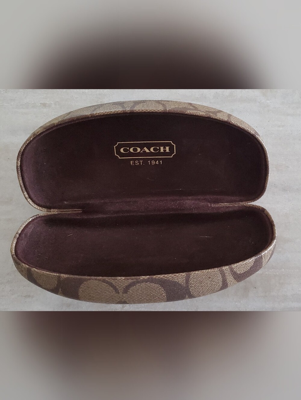 COACH Brown Signature Eyewear Case